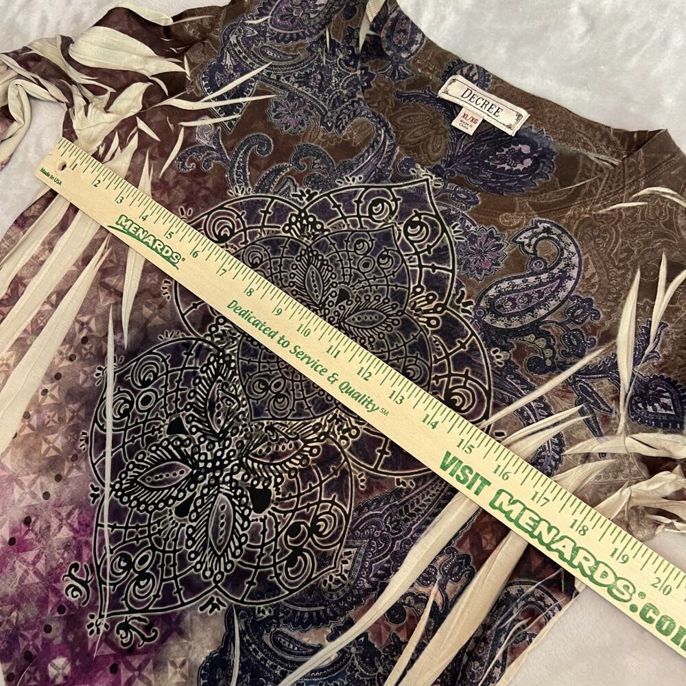 Y2K Decree Top Juniors XL Brown Mandala Paisley Fairygrunge Boho Artsy Festival - Picture 5 of 9